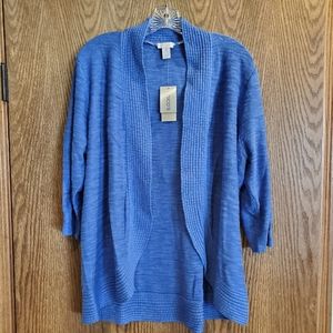 Chico's Savanna Slub Cardigan Sweater - Amparo Blue - Size 3  NWT